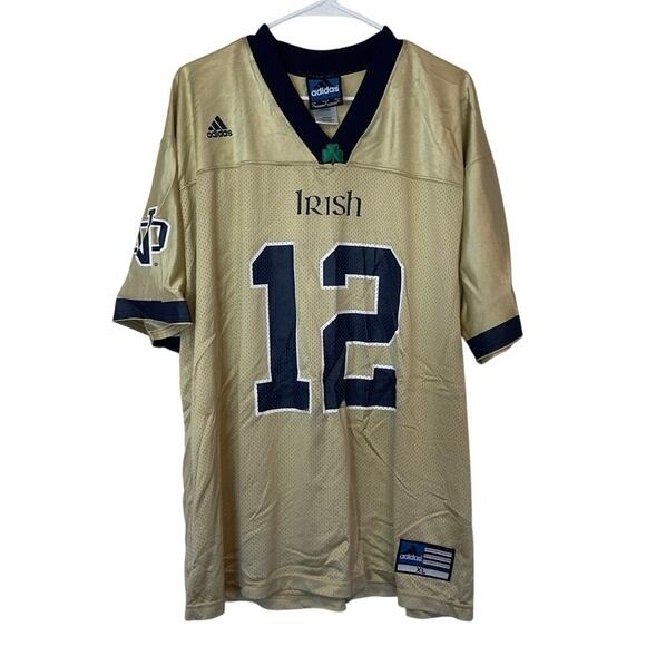 Vintage Y2K Adidas Team Notre Dame Football Jersey #12 Fighting Irish Size XL - Picture 1 of 9